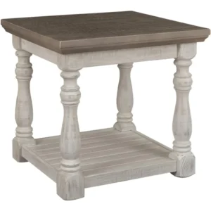 Farmhouse Square End Table with Floor Shelf