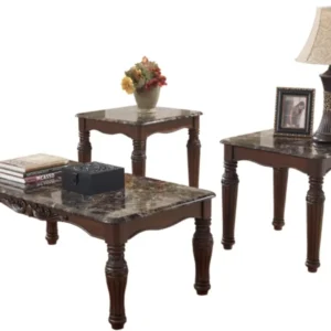 Signature Design by Ashley North Shore Traditional Faux Marble 3-Piece Table Set,