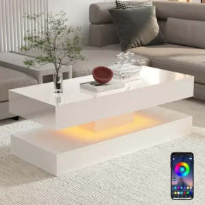 47.3IN High Glossy LED Coffee Table
